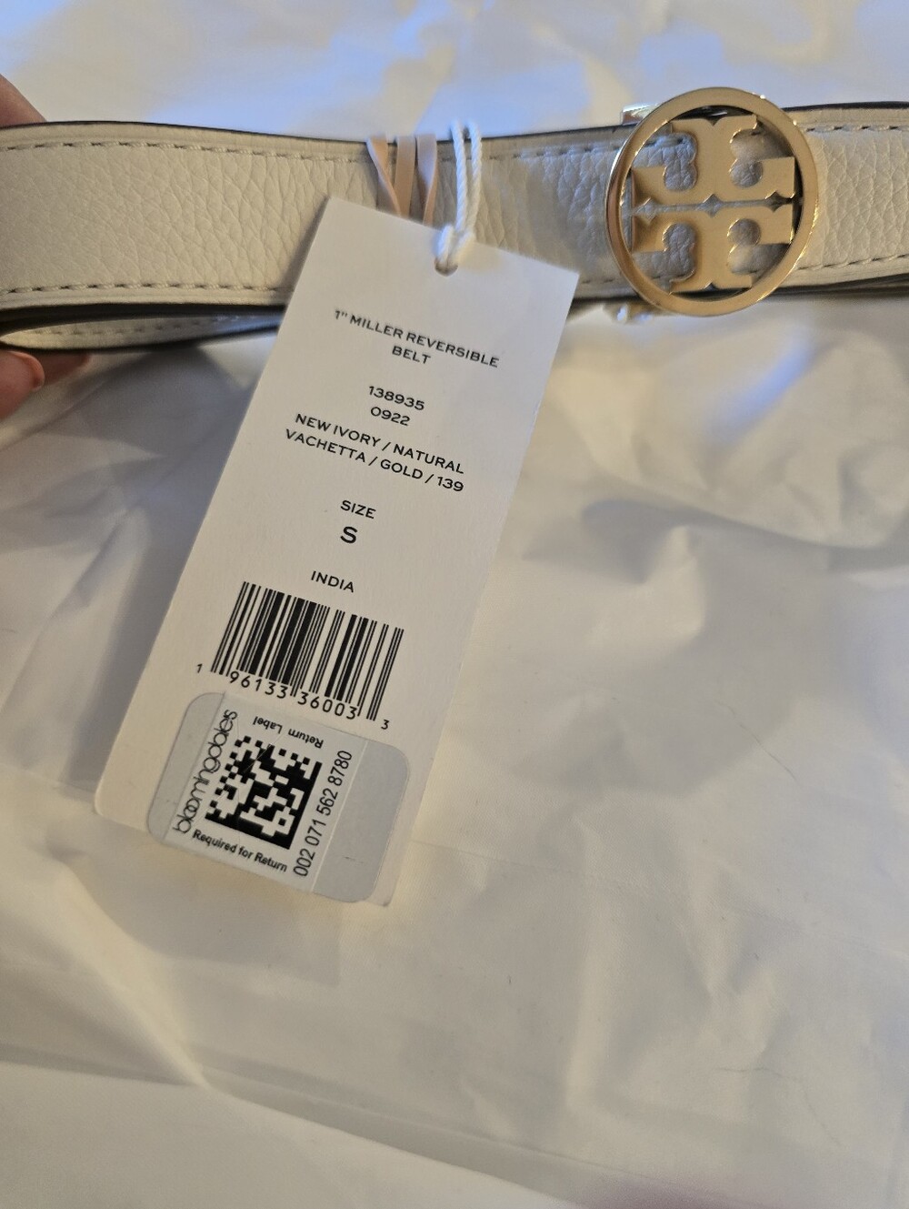 Tory Burch 1" Miller Reversible Leather Logo Belt NWT Size MEDIUM.Gift Luxury - Picture 3 of 10